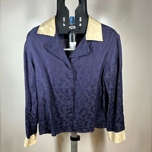 Vintage Lanvin Paris subtle Leopard Print Blouse size 6